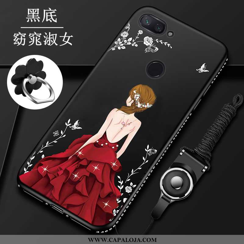 Capa Xiaomi Mi 8 Lite Protetoras Feminino Telinha Fosco Vermelho, Capas Xiaomi Mi 8 Lite Silicone Ba