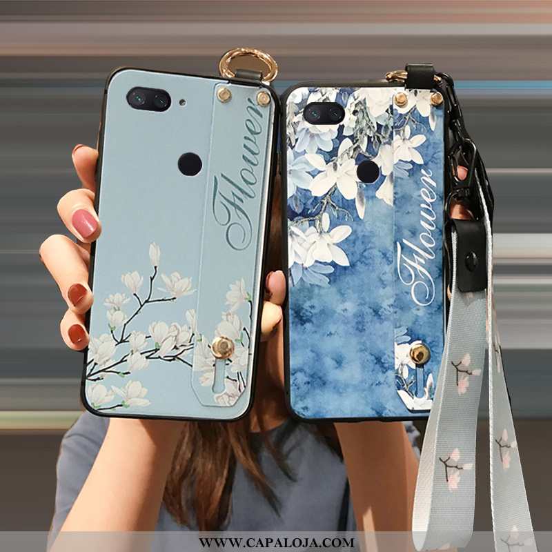 Capa Xiaomi Mi 8 Lite Silicone Telemóvel Antiqueda Cases Azul, Capas Xiaomi Mi 8 Lite Cordao Barato