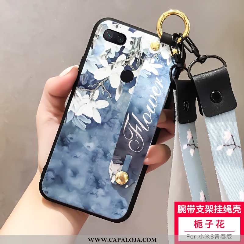 Capa Xiaomi Mi 8 Lite Silicone Telemóvel Antiqueda Cases Azul, Capas Xiaomi Mi 8 Lite Cordao Barato