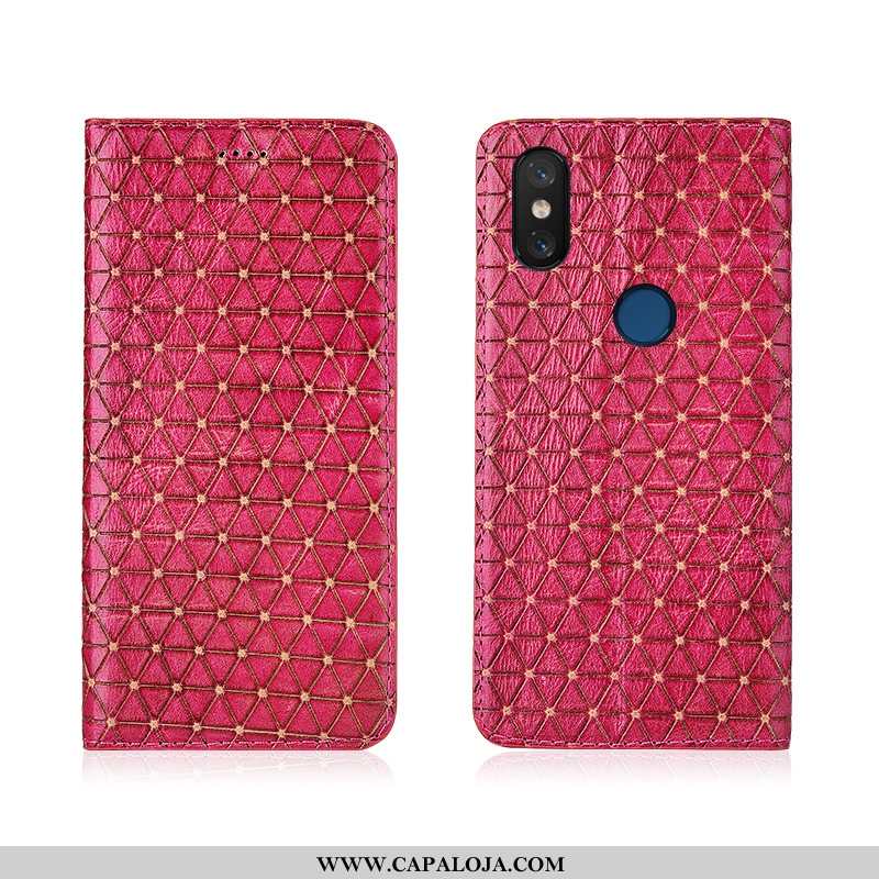 Capa Xiaomi Mi 8 Pro Couro Genuíno Tela Soft Antiqueda Rosa, Capas Xiaomi Mi 8 Pro Couro Baratos