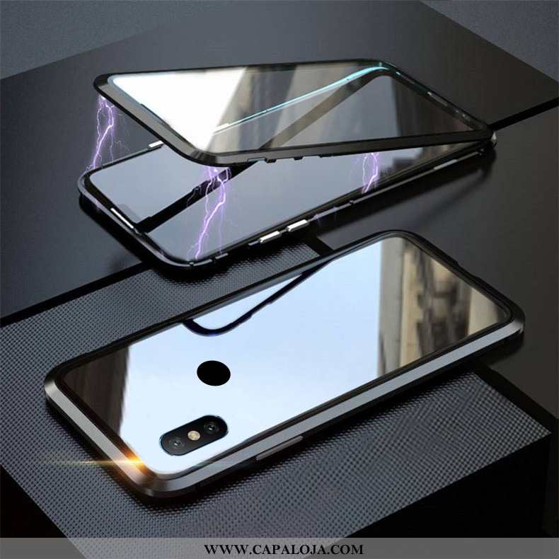 Capa Xiaomi Mi 8 Protetoras Preto Dupla Face Vermelha, Capas Xiaomi Mi 8 Metalica Barato