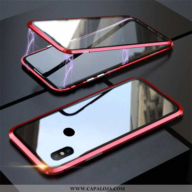 Capa Xiaomi Mi 8 Protetoras Preto Dupla Face Vermelha, Capas Xiaomi Mi 8 Metalica Barato