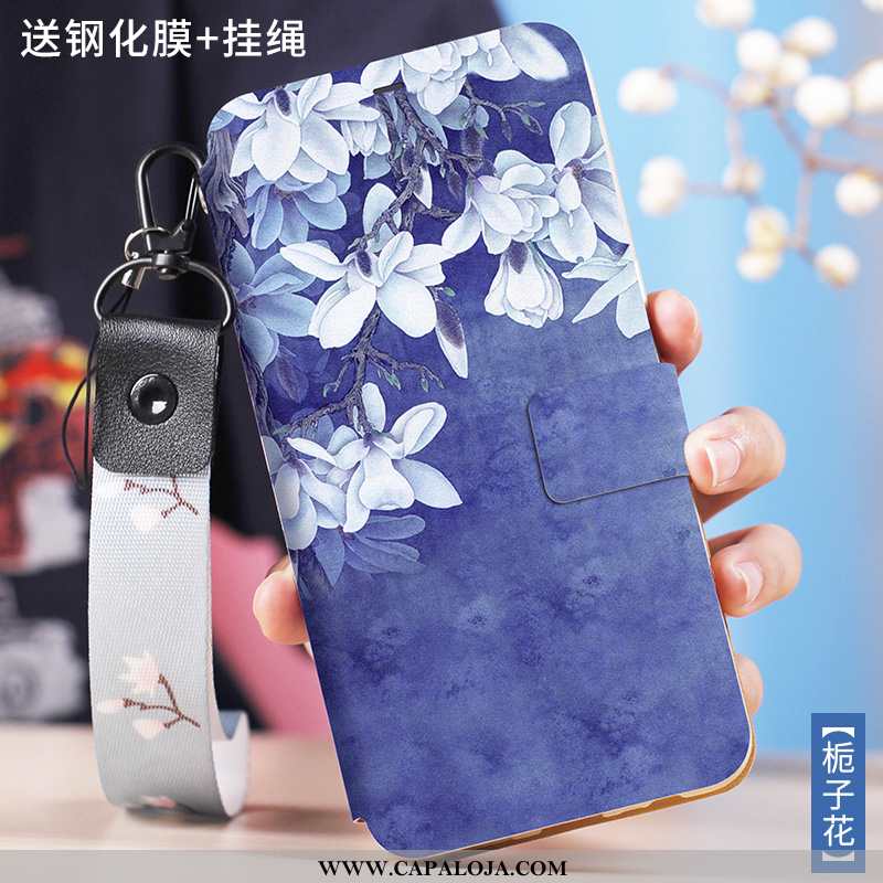 Capa Xiaomi Mi 9 Lite Couro Cases Criativas Feminino Azul, Capas Xiaomi Mi 9 Lite Protetoras Promoçã