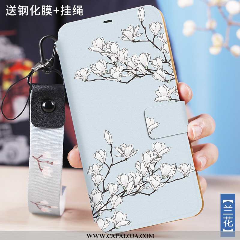 Capa Xiaomi Mi 9 Lite Couro Cases Criativas Feminino Azul, Capas Xiaomi Mi 9 Lite Protetoras Promoçã