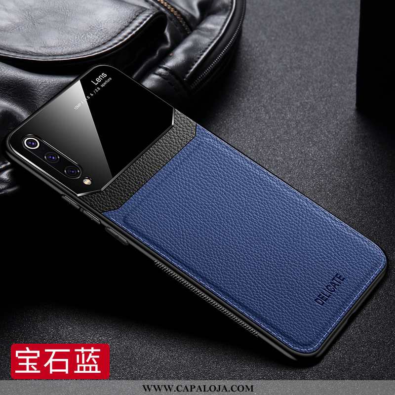 Capa Xiaomi Mi 9 Se Vidro Azul Couro Tendencia, Capas Xiaomi Mi 9 Se Personalizada Baratas