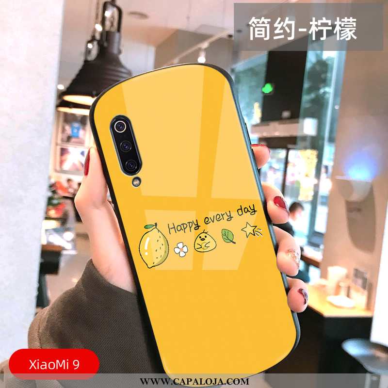 Capa Xiaomi Mi 9 Super Telemóvel Fosco Vidro Amarelo, Capas Xiaomi Mi 9 Protetoras Barato