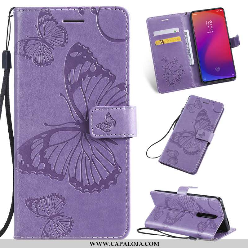 Capa Xiaomi Mi 9t Couro Capas Completa Pequena Roxo, Xiaomi Mi 9t Protetoras Baratas