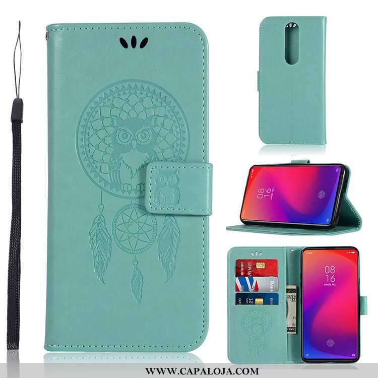 Capa Xiaomi Mi 9t Pro Couro Cover Telemóvel Antiqueda Verde, Capas Xiaomi Mi 9t Pro Soft Baratas