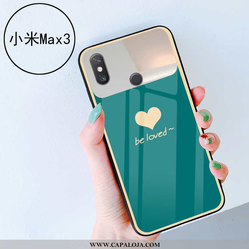 Capa Xiaomi Mi Max 3 Vidro Feminino Capas Coração Verde, Xiaomi Mi Max 3 Pequena Venda