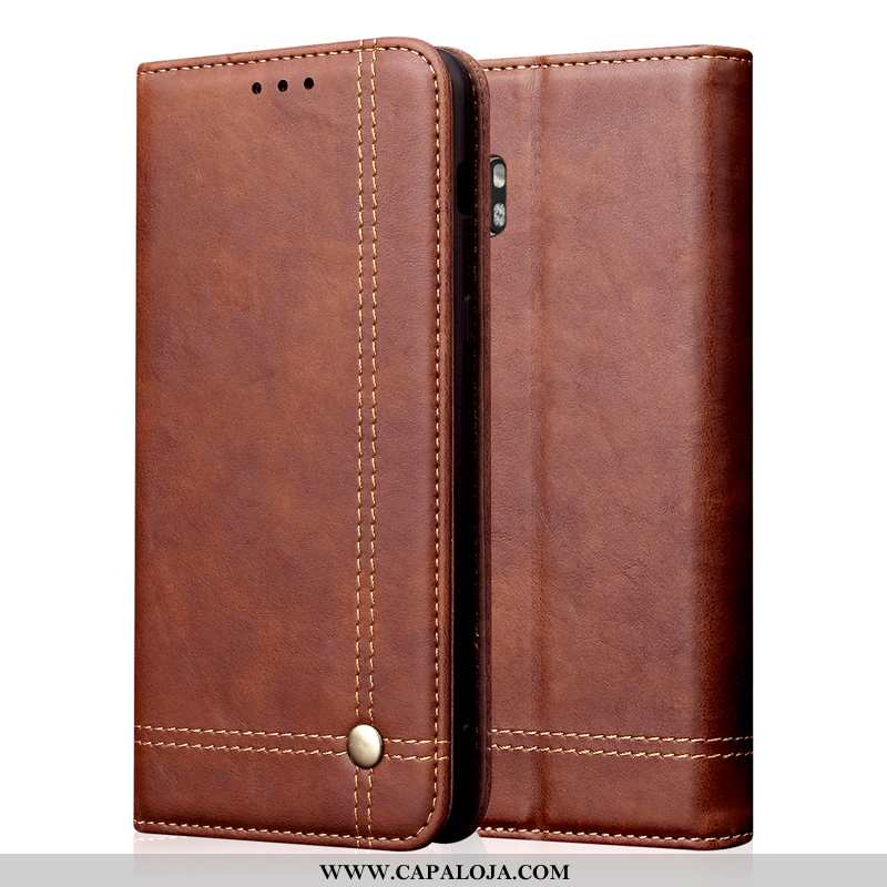 Capa Xiaomi Mi Note 10 Classico Telemóvel Capas Protetoras Preto, Xiaomi Mi Note 10 Couro Genuíno Co