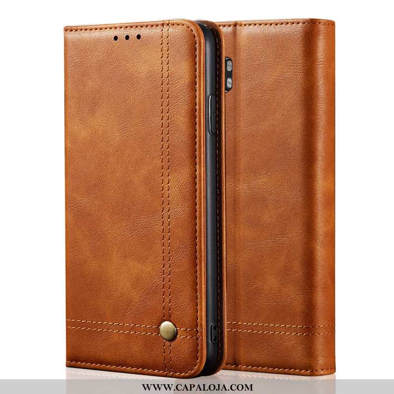 Capa Xiaomi Mi Note 10 Classico Telemóvel Capas Protetoras Preto, Xiaomi Mi Note 10 Couro Genuíno Co