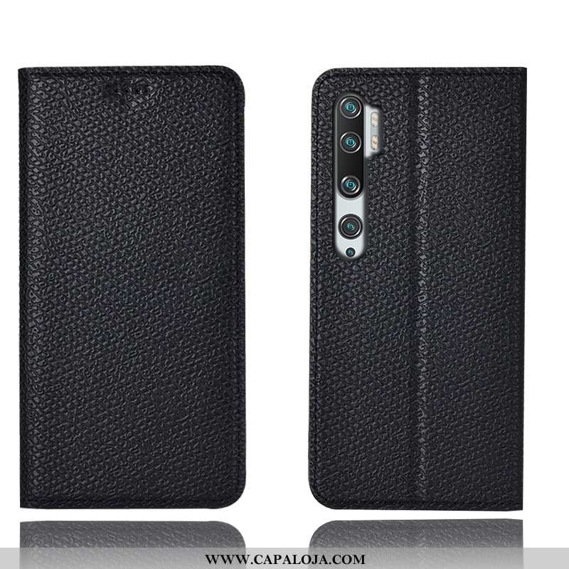 Capa Xiaomi Mi Note 10 Couro Genuíno Cases Pequena Capas Azul Escuro, Xiaomi Mi Note 10 Protetoras B