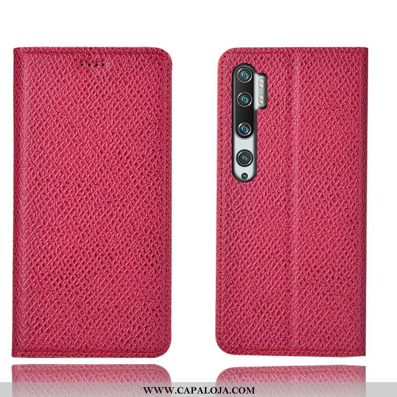 Capa Xiaomi Mi Note 10 Couro Genuíno Cases Pequena Capas Azul Escuro, Xiaomi Mi Note 10 Protetoras B