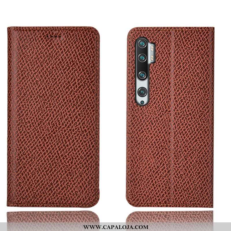 Capa Xiaomi Mi Note 10 Couro Genuíno Cases Pequena Capas Azul Escuro, Xiaomi Mi Note 10 Protetoras B