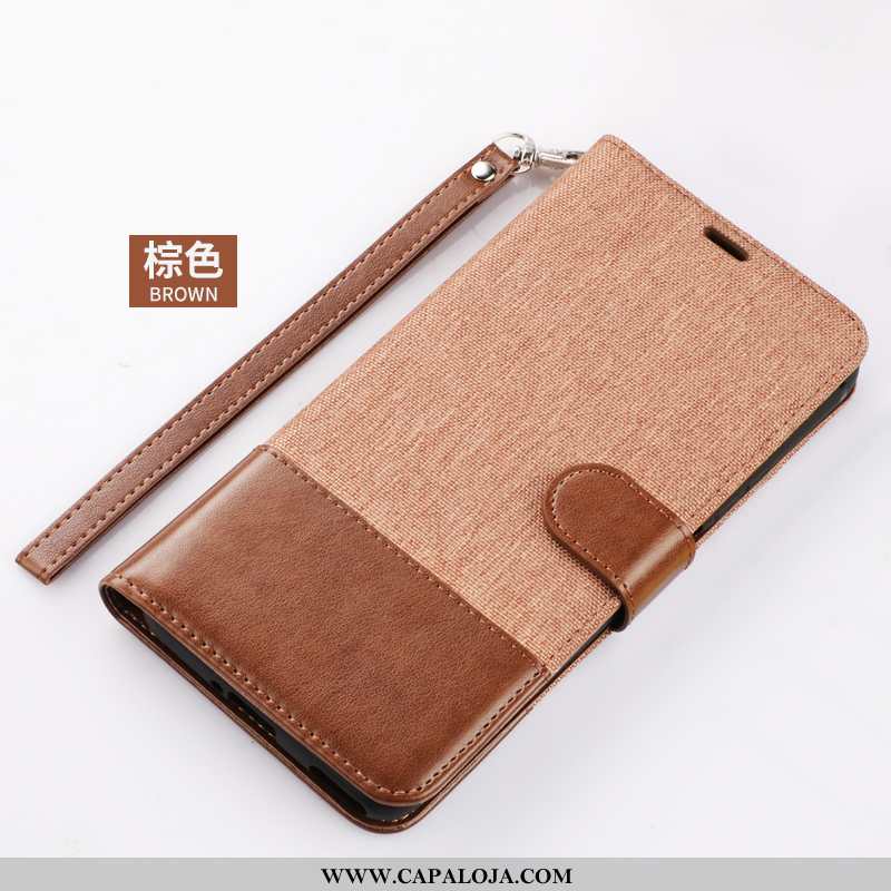 Capa Xiaomi Mi Note 10 Couro Pequena Segurança Marrom Castanho, Capas Xiaomi Mi Note 10 Cases Barato