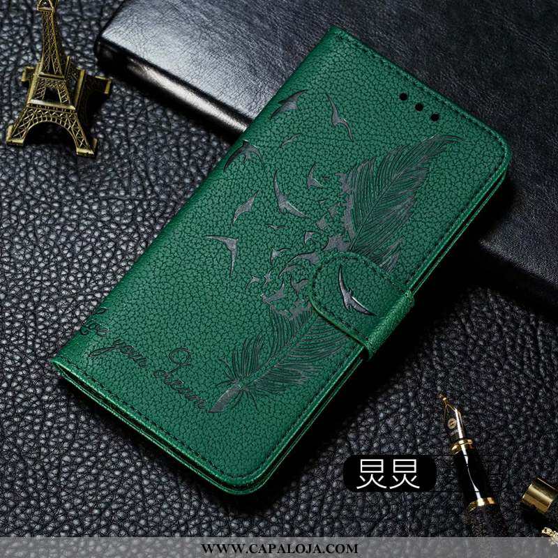 Capa Xiaomi Mi Note 10 Couro Verde Telemóvel Cases, Capas Xiaomi Mi Note 10 Protetoras Baratas