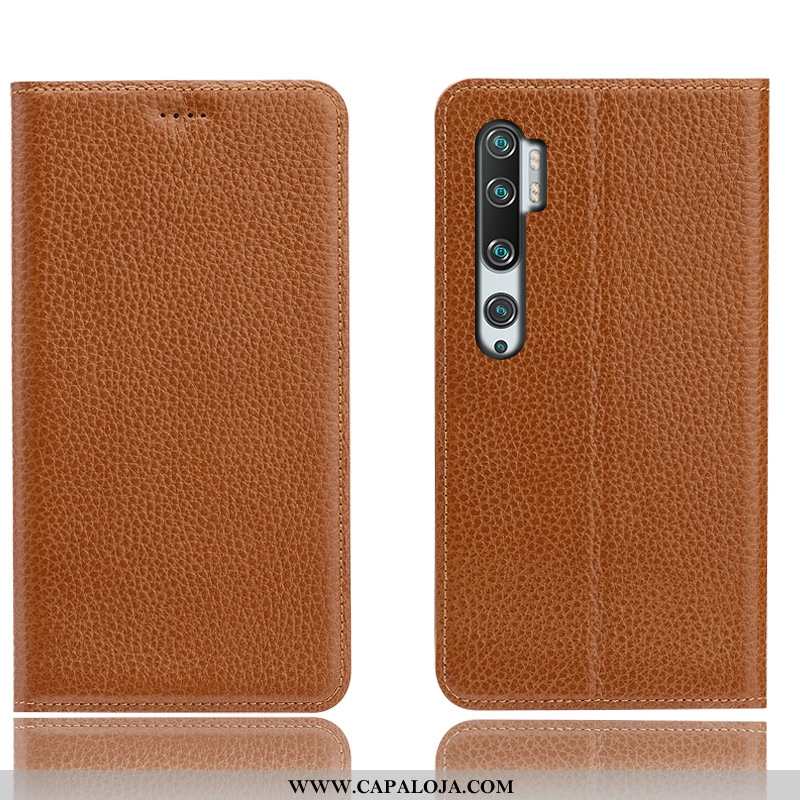 Capa Xiaomi Mi Note 10 Protetoras Antiqueda Capas Telinha Preto, Xiaomi Mi Note 10 Couro Legitimo Pr