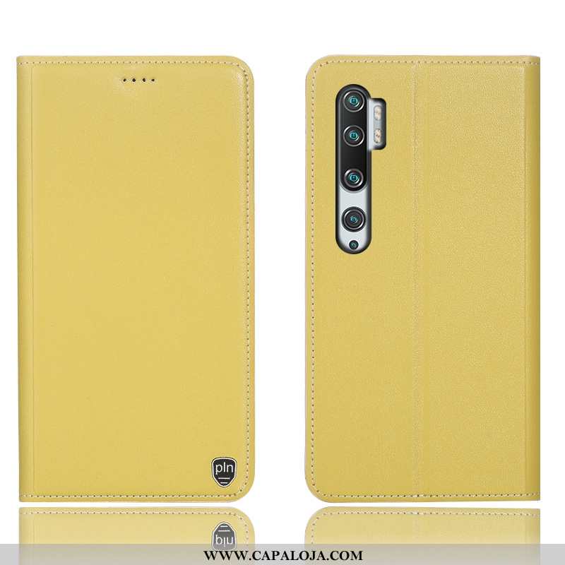 Capa Xiaomi Mi Note 10 Protetoras Cases Telemóvel Capas Amarelo, Xiaomi Mi Note 10 Couro Legitimo Pr