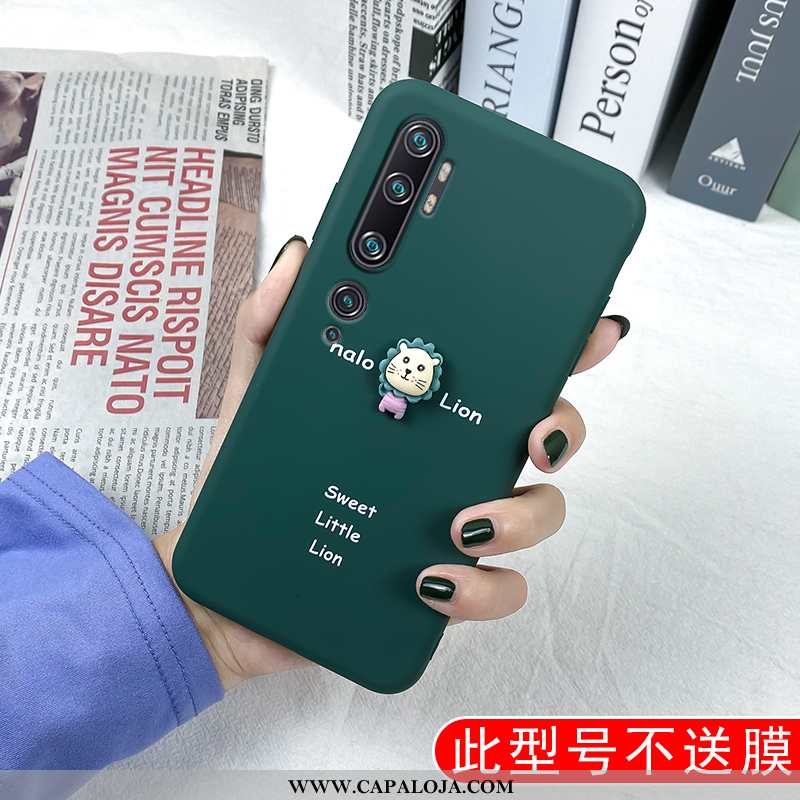 Capa Xiaomi Mi Note 10 Silicone Cases Minimalista Telinha Verde, Capas Xiaomi Mi Note 10 Personaliza