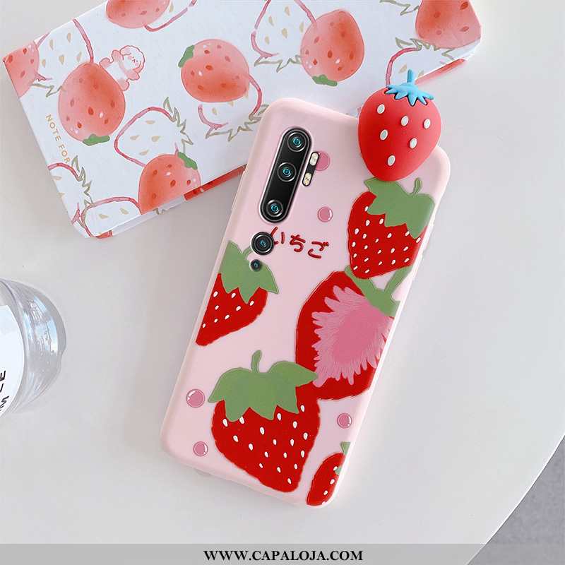 Capa Xiaomi Mi Note 10 Silicone Cases Pequena Moranguinho Rosa, Capas Xiaomi Mi Note 10 Personalizad