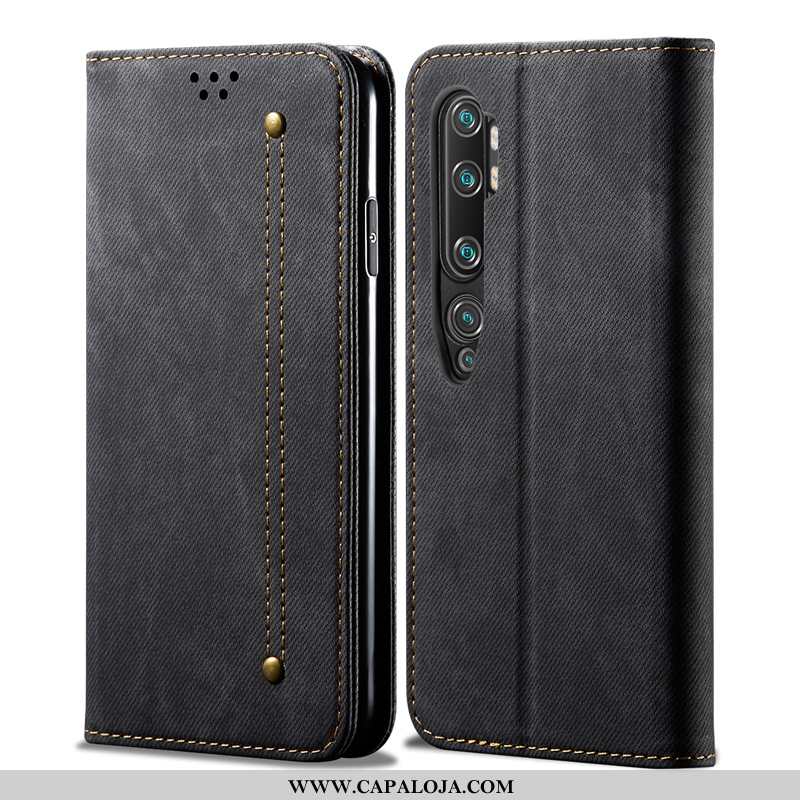 Capa Xiaomi Mi Note 10 Tendencia Cover Couro Genuíno Masculino Preto, Capas Xiaomi Mi Note 10 Protet