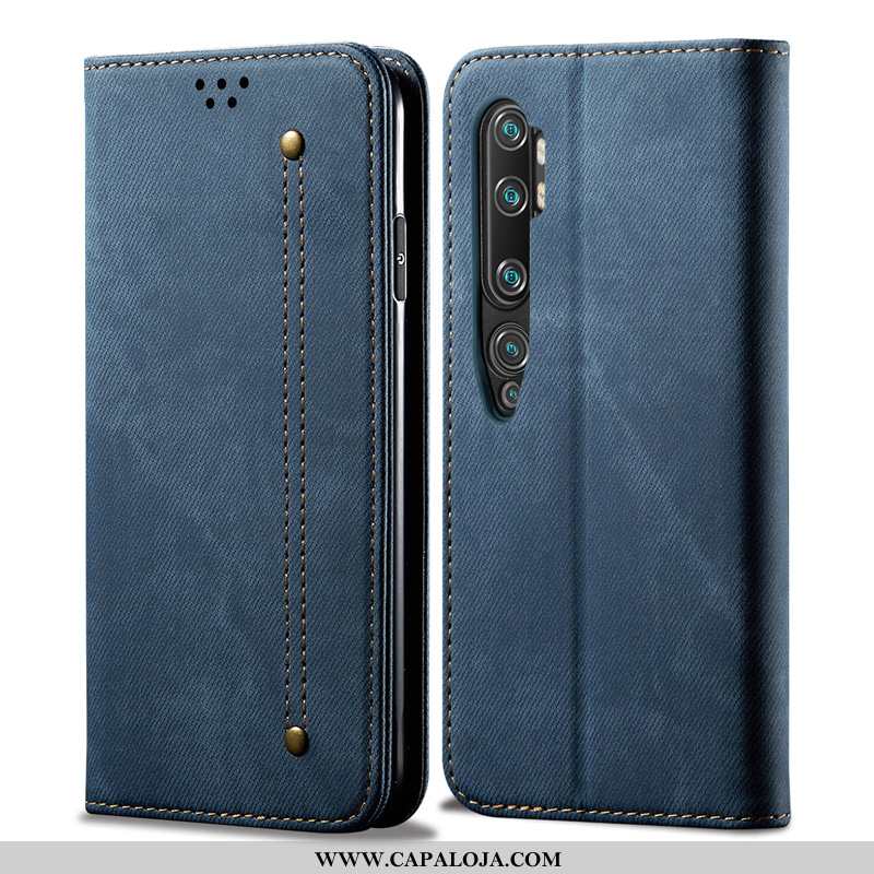 Capa Xiaomi Mi Note 10 Tendencia Cover Couro Genuíno Masculino Preto, Capas Xiaomi Mi Note 10 Protet