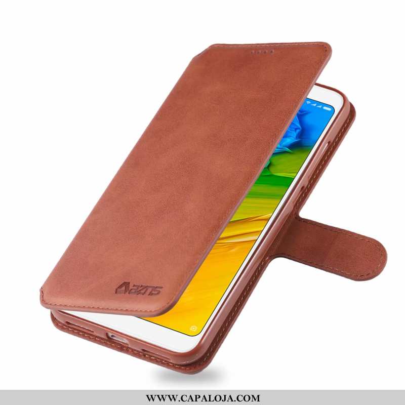 Capa Xiaomi Redmi 5 Couro Silicone Protetoras Cover Castanho, Capas Xiaomi Redmi 5 Soft Promoção