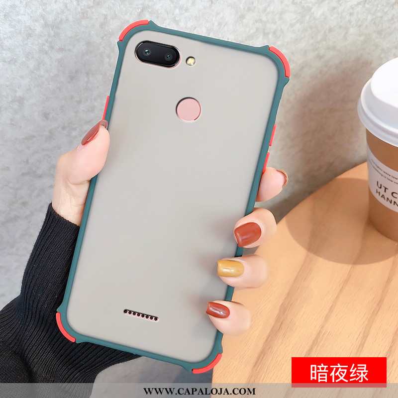 Capa Xiaomi Redmi 6 Clara Vermelha Silicone Casal Preto, Capas Xiaomi Redmi 6 Fosco Baratas