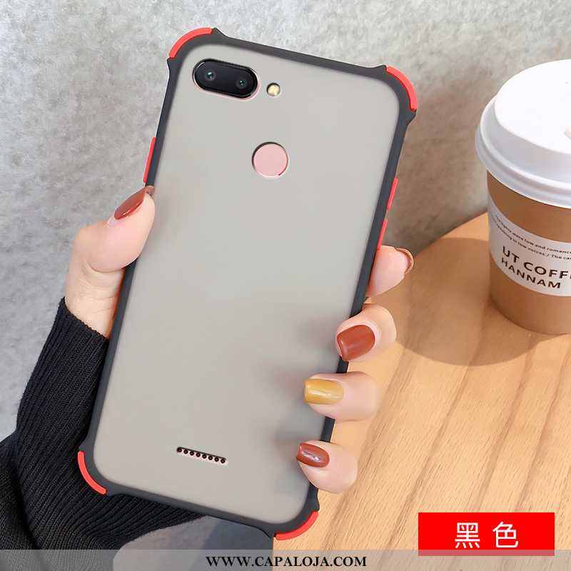 Capa Xiaomi Redmi 6 Clara Vermelha Silicone Casal Preto, Capas Xiaomi Redmi 6 Fosco Baratas