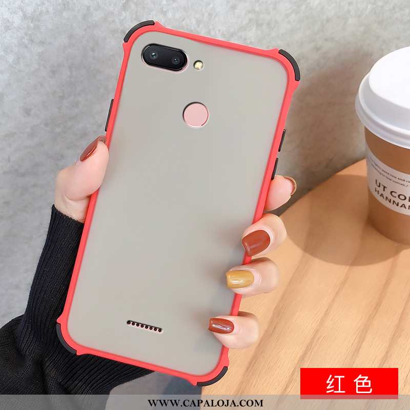 Capa Xiaomi Redmi 6 Clara Vermelha Silicone Casal Preto, Capas Xiaomi Redmi 6 Fosco Baratas