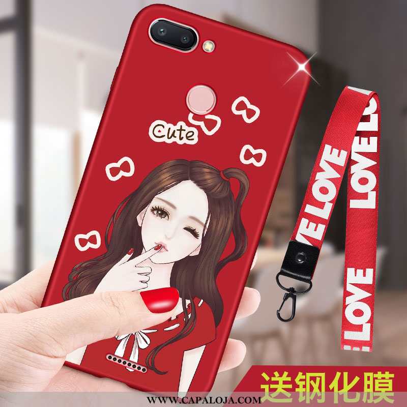 Capa Xiaomi Redmi 6 Estilosas Vermelha Tendencia Protetoras Vermelho, Capas Xiaomi Redmi 6 Cordao On