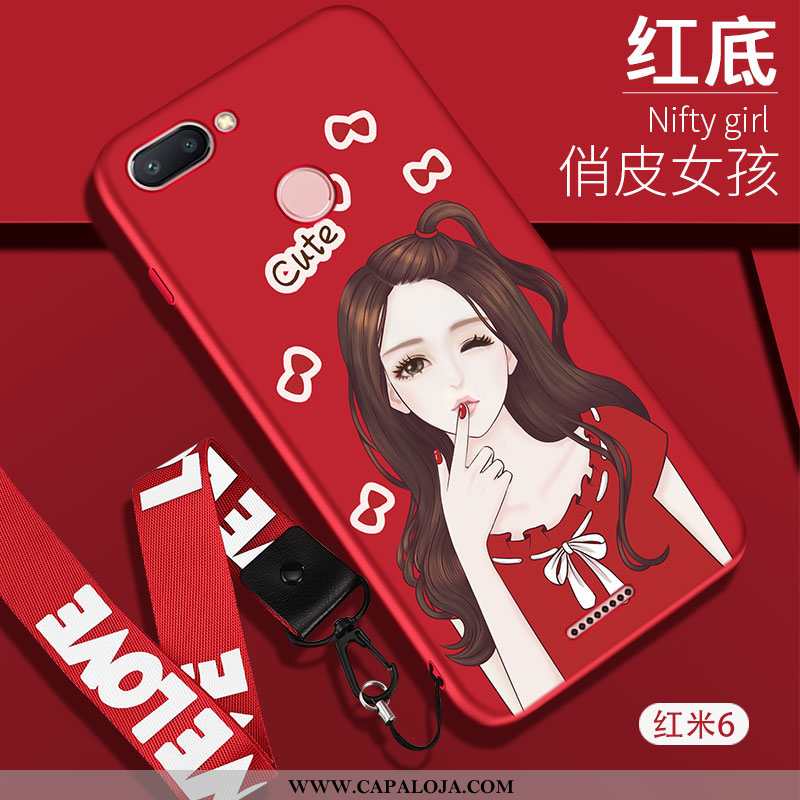 Capa Xiaomi Redmi 6 Estilosas Vermelha Tendencia Protetoras Vermelho, Capas Xiaomi Redmi 6 Cordao On