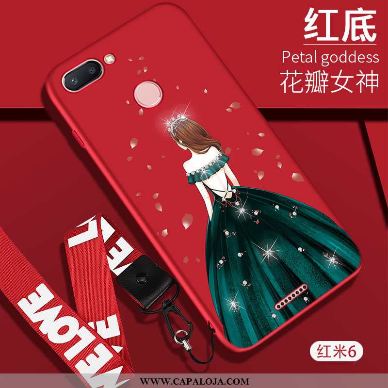 Capa Xiaomi Redmi 6 Estilosas Vermelha Tendencia Protetoras Vermelho, Capas Xiaomi Redmi 6 Cordao On