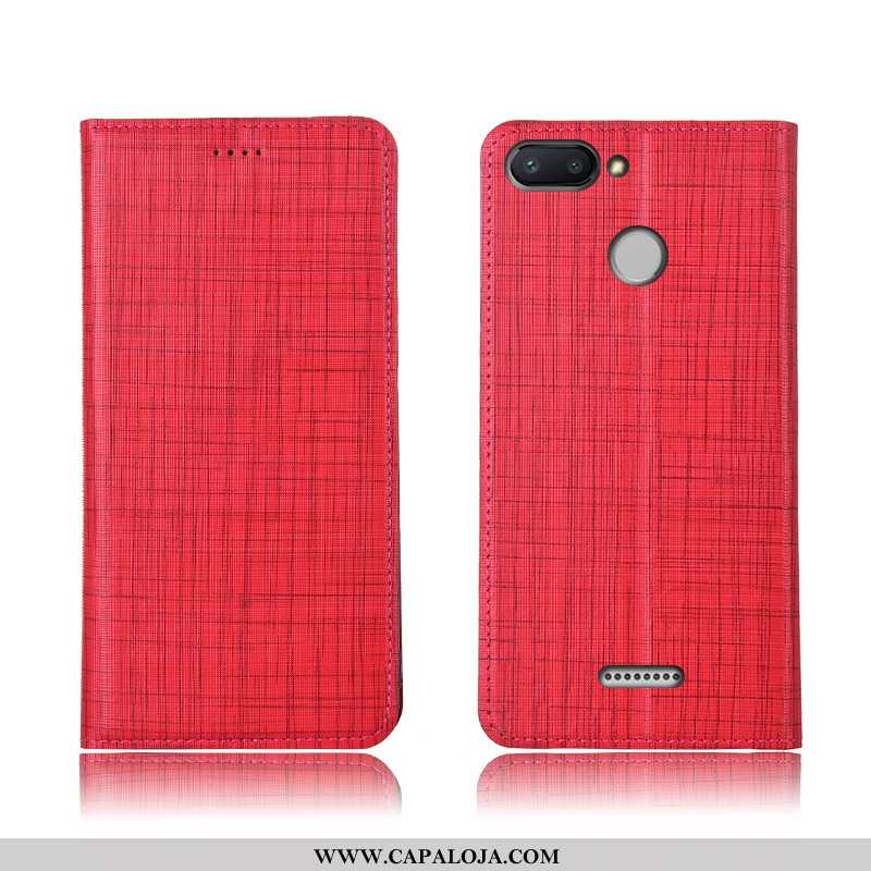 Capa Xiaomi Redmi 6 Silicone Cases Telemóvel Masculino Vermelho, Capas Xiaomi Redmi 6 Couro Genuíno 