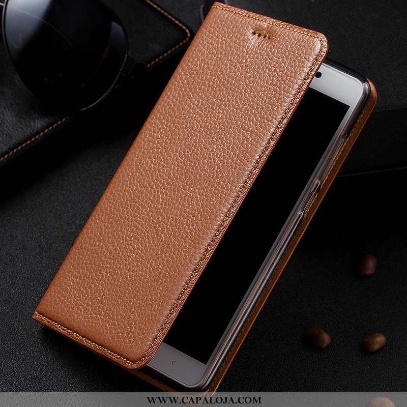 Capa Xiaomi Redmi 6a Couro Telinha Genuíno Vermelha Preto, Capas Xiaomi Redmi 6a Protetoras Comprar