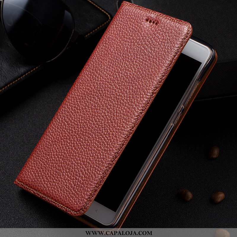 Capa Xiaomi Redmi 6a Couro Telinha Genuíno Vermelha Preto, Capas Xiaomi Redmi 6a Protetoras Comprar