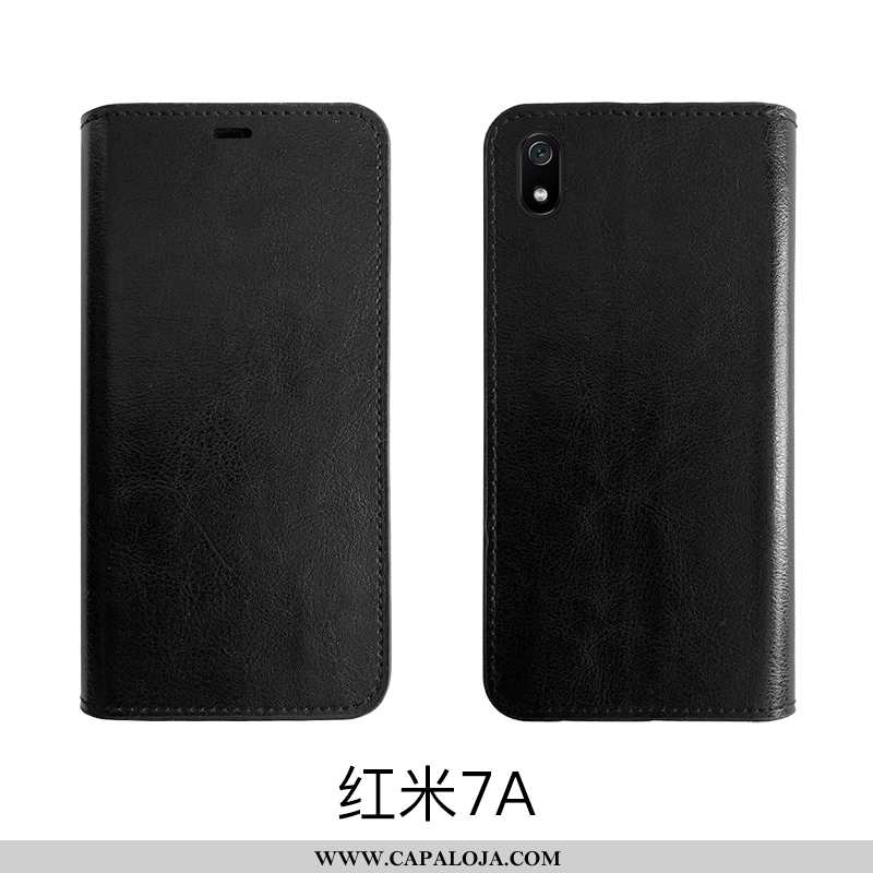 Capa Xiaomi Redmi 7a Protetoras Telemóvel Business Soft Preto, Capas Xiaomi Redmi 7a Couro Legitimo 