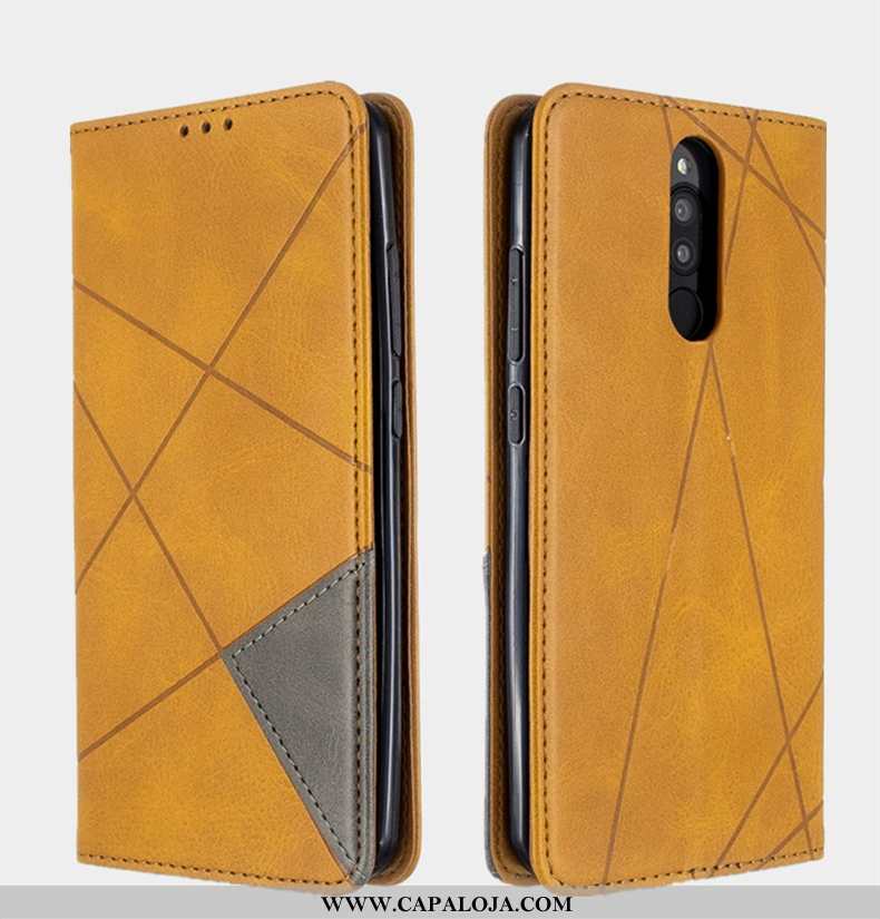 Capa Xiaomi Redmi 8 Couro Cases Completa Masculino Amarelo, Capas Xiaomi Redmi 8 Protetoras Online