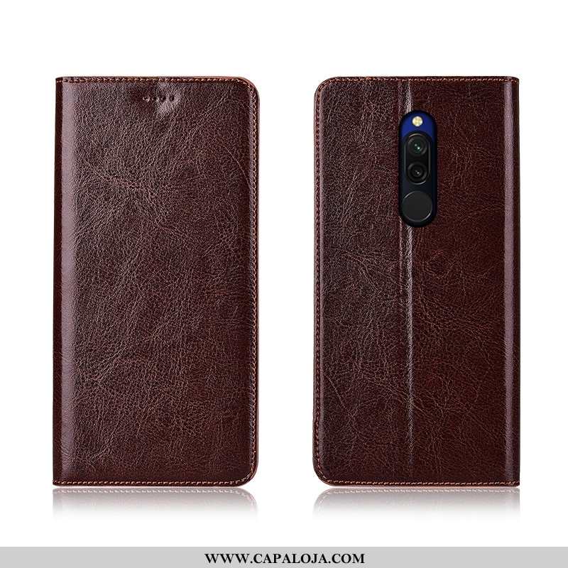 Capa Xiaomi Redmi 8 Couro Legitimo Nova Pequena Cases Castanho, Capas Xiaomi Redmi 8 Soft Baratos