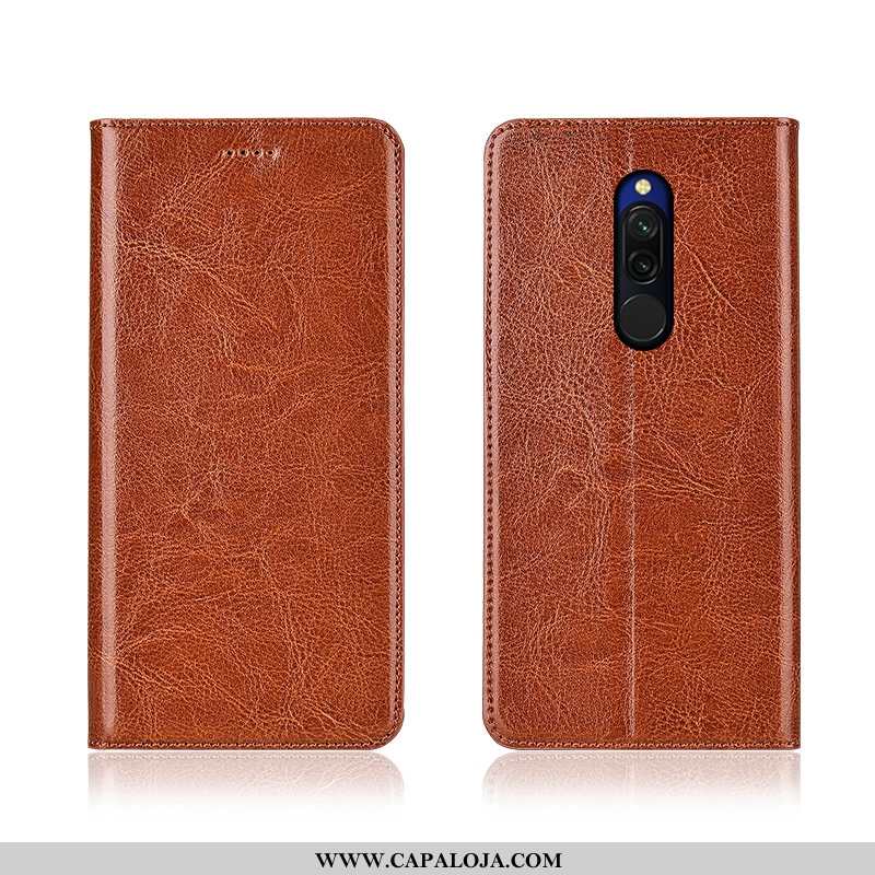 Capa Xiaomi Redmi 8 Couro Legitimo Nova Pequena Cases Castanho, Capas Xiaomi Redmi 8 Soft Baratos