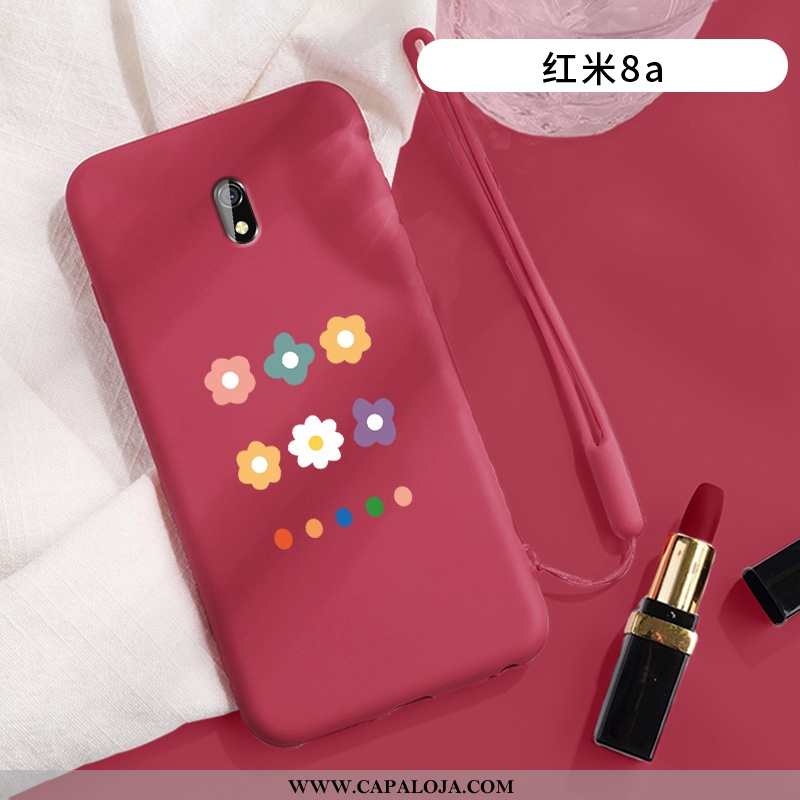 Capa Xiaomi Redmi 8a Slim Floridas Vermelha Cordao Roxo, Capas Xiaomi Redmi 8a Super Venda