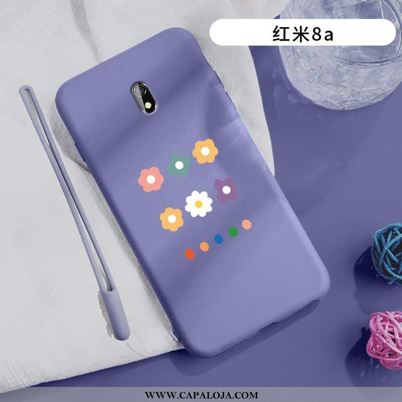 Capa Xiaomi Redmi 8a Slim Floridas Vermelha Cordao Roxo, Capas Xiaomi Redmi 8a Super Venda