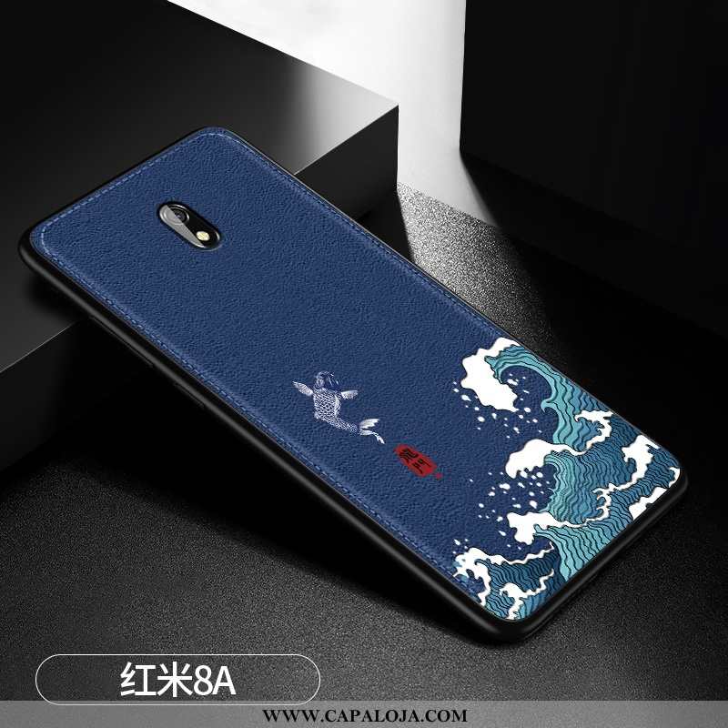 Capa Xiaomi Redmi 8a Soft Couro Telemóvel Tendencia Azul Escuro, Capas Xiaomi Redmi 8a Silicone Bara