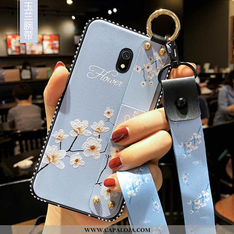 Capa Xiaomi Redmi 8a Soft Silicone Capas Wrisband Azul, Xiaomi Redmi 8a Protetoras Barato