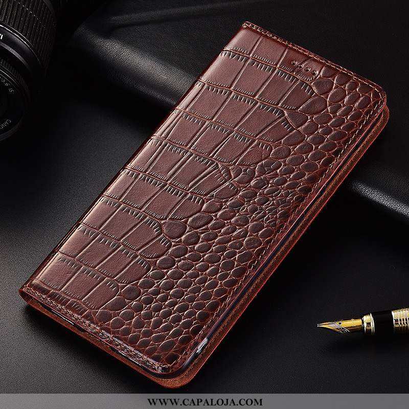 Capa Xiaomi Redmi Note 6 Pro Couro Legitimo Cover Vermelha Marrom Castanho, Capas Xiaomi Redmi Note 