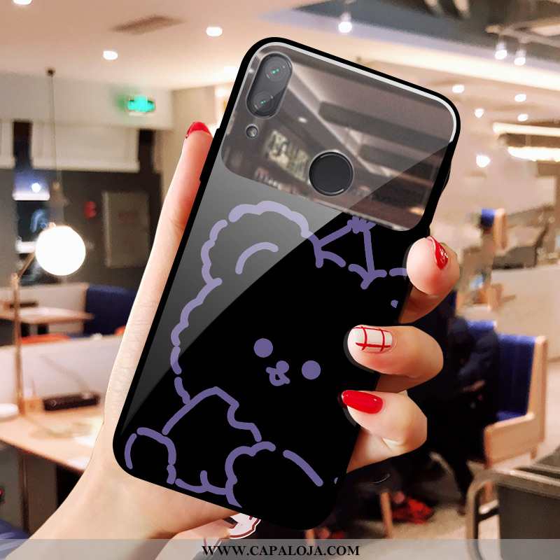 Capa Xiaomi Redmi Note 7 Desenho Animado Frente Preto Pequena, Capas Xiaomi Redmi Note 7 Vidro Venda