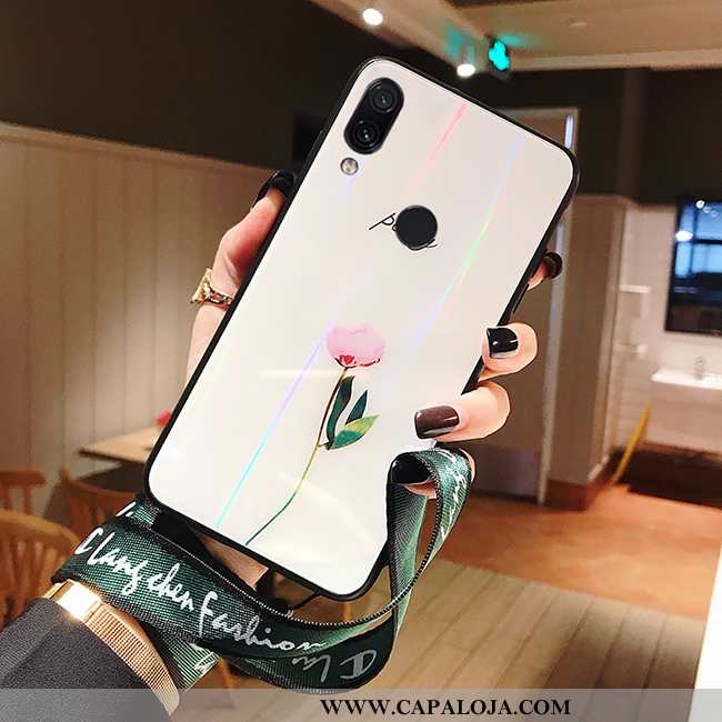 Capa Xiaomi Redmi Note 7 Protetoras Bonitos Malha Vermelha Branco, Capas Xiaomi Redmi Note 7 Vidro B