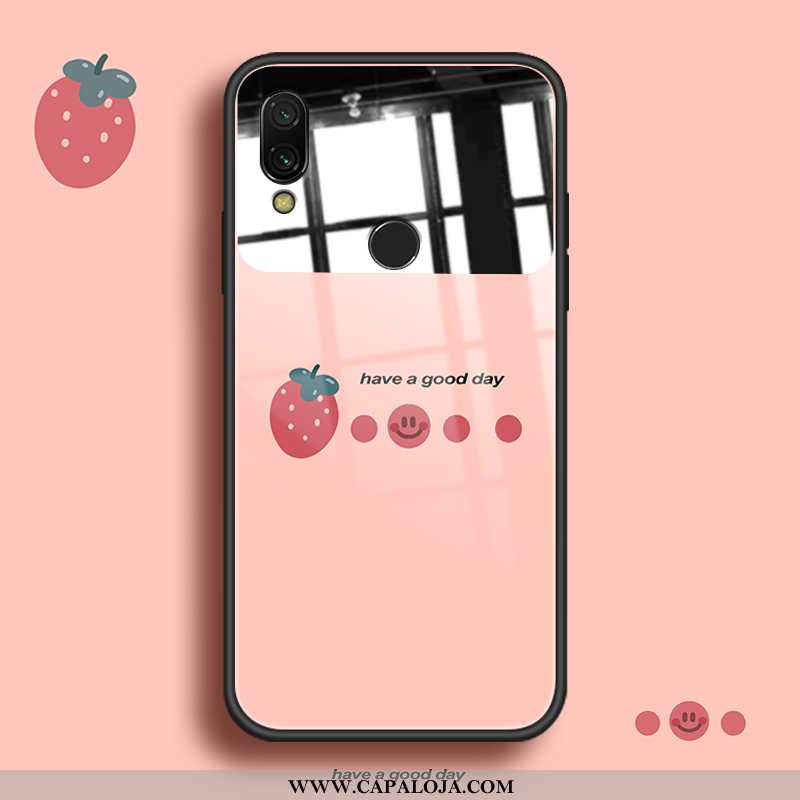 Capa Xiaomi Redmi Note 7 Vidro Telemóvel Novas Vermelha Rosa, Capas Xiaomi Redmi Note 7 Personalizad