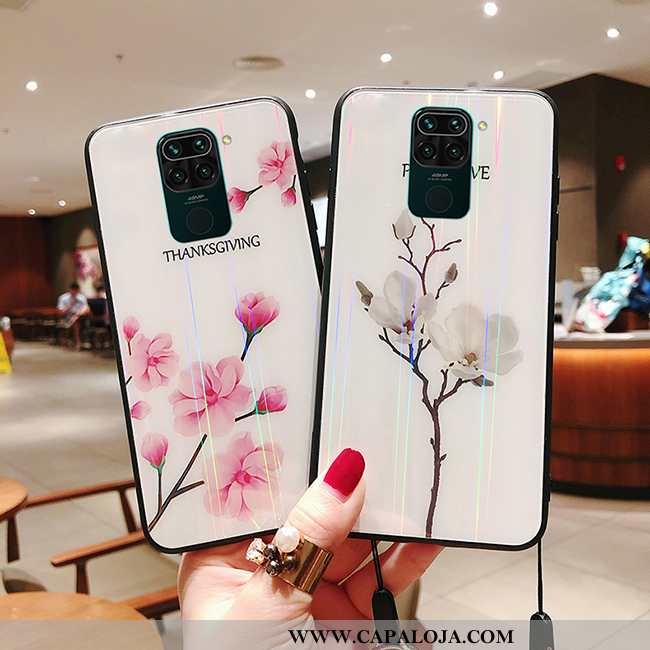 Capa Xiaomi Redmi Note 9 Moda Tendencia Vidro Tropical Branco, Capas Xiaomi Redmi Note 9 Cordao Bara