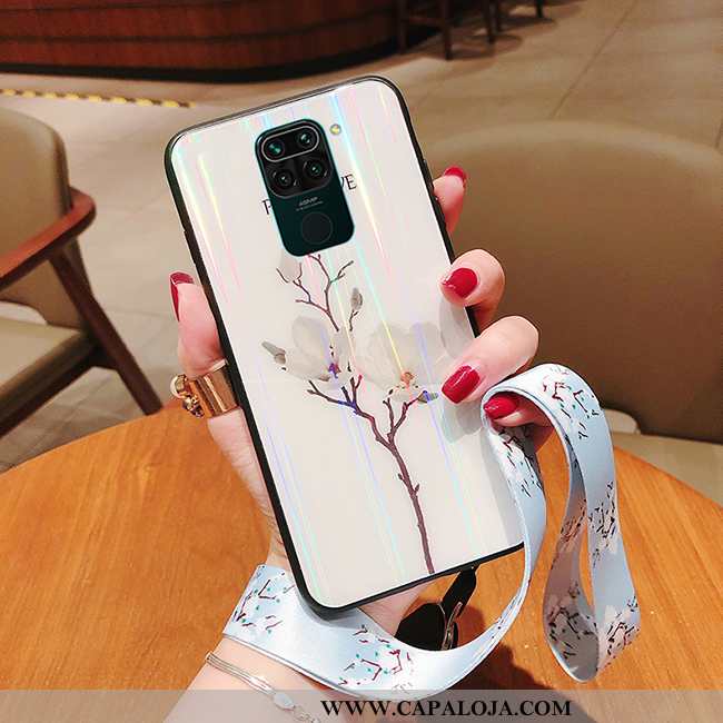 Capa Xiaomi Redmi Note 9 Moda Tendencia Vidro Tropical Branco, Capas Xiaomi Redmi Note 9 Cordao Bara